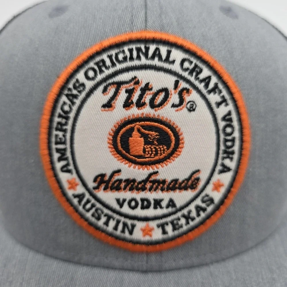 Tito's Handmade Vodka Snap Back Cap Grey & Black With White Logo Patch